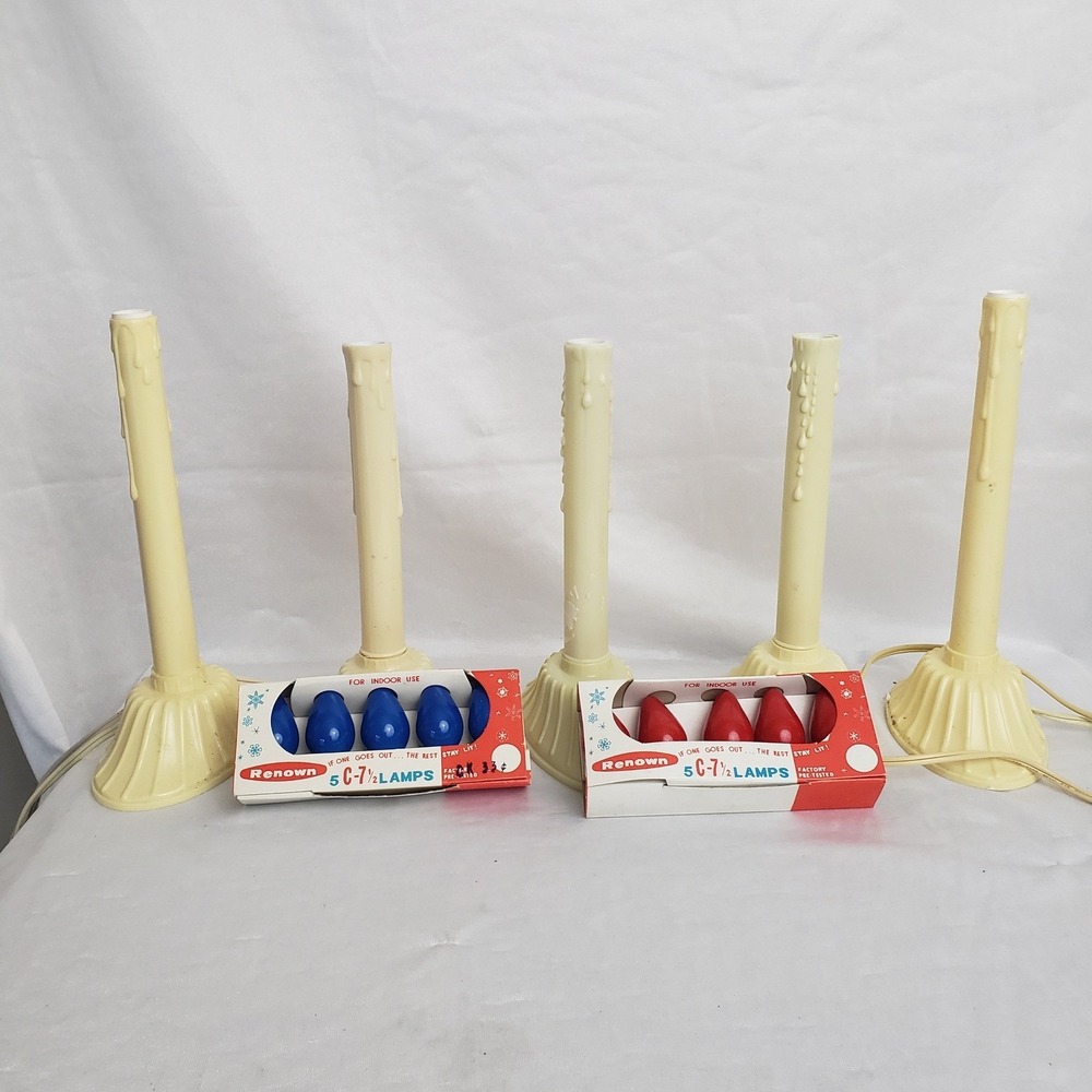 Lot 5 VTG MCM Single Electric Candolier‎ Drip Candles w/ 10 bulbs 3-8.5" & 2-9"